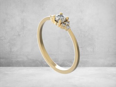 3D модель • помолвочне кільце • «Ніжна тріада» • Артикул: PN-046