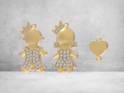 3D модель • Браслетні підвіски «Принц і Принцеса» • Артикул: BR-001